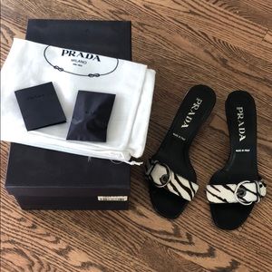 Prada Calzature Donna Sandals Bianco + Nero 36.5